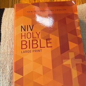 NIV Holy Bible Large Print - Orange Geometric Cover
